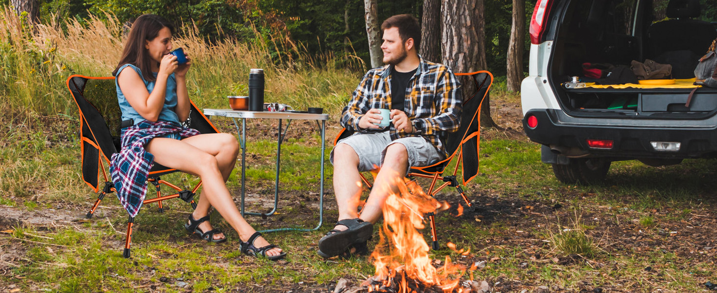 Складний туристичний стілець IEEILULU, 130 кг, для кемпінгу, пікніків, риболовлі, відпочинку на природі та подорожей. Оранжевий колір