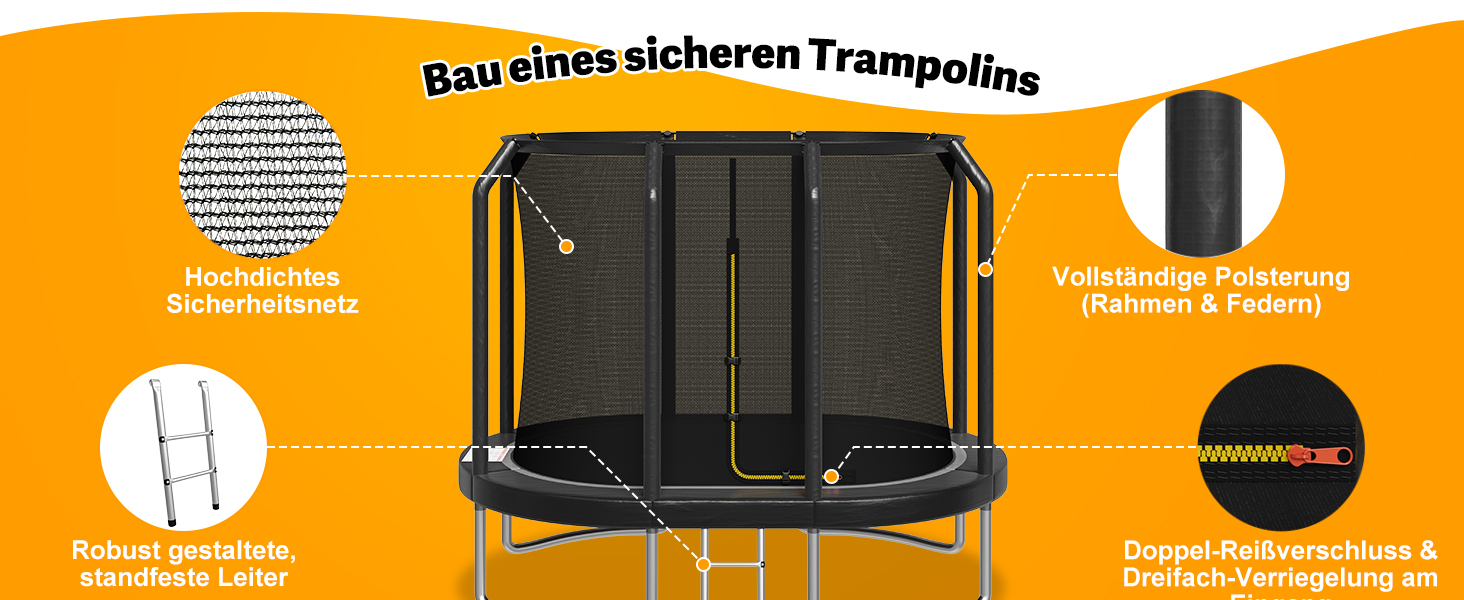 Батут Devoko Outdoor для дітей та дорослих, великий овальний, 305x214 см, з сіткою безпеки та міцним металевим каркасом