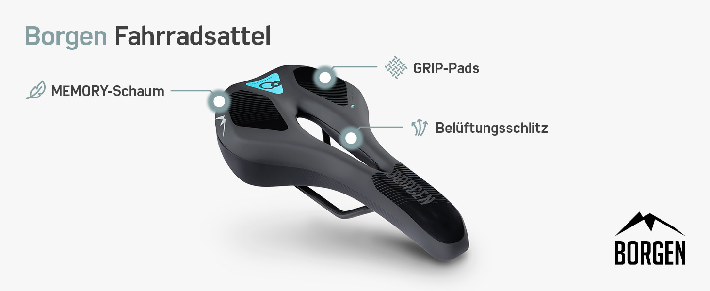 Сідло Borgen MTB для чоловіків та жінок - надзвичайно зручне та м'яке - сідло для трекінгу, гірського велосипеда та шосе