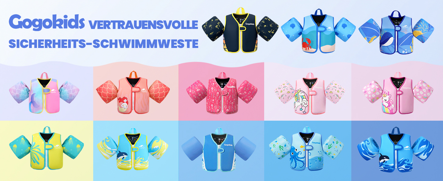 Дитячий рятувальний жилет Gogokids з плавниками, 2-6 років (10-30 кг), синій – для басейну, навчання плаванню