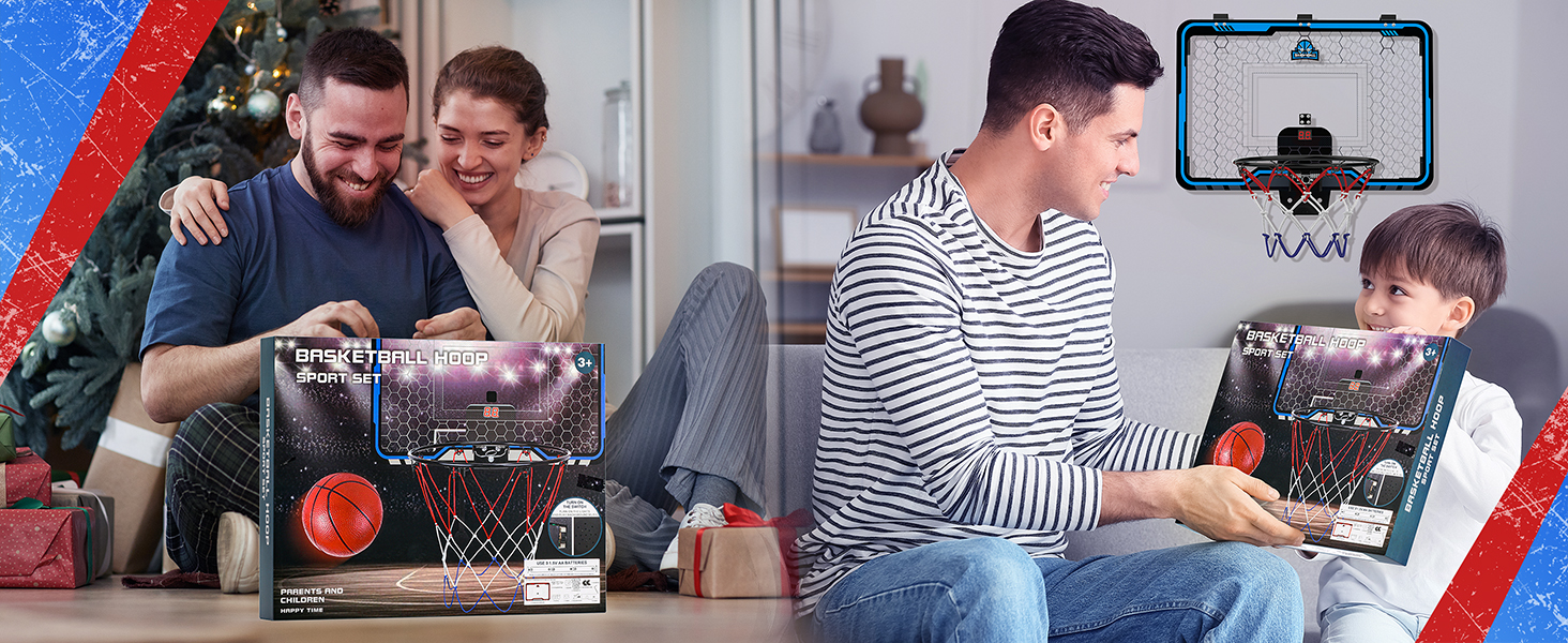 Складний баскетбольний кошик Hot Bee 60x40 см з LED-лічильником, для дверей, для дітей і дорослих, 2 м'ячі, для дому, спальні, офісу, подарунок хлопцю 12-18 років