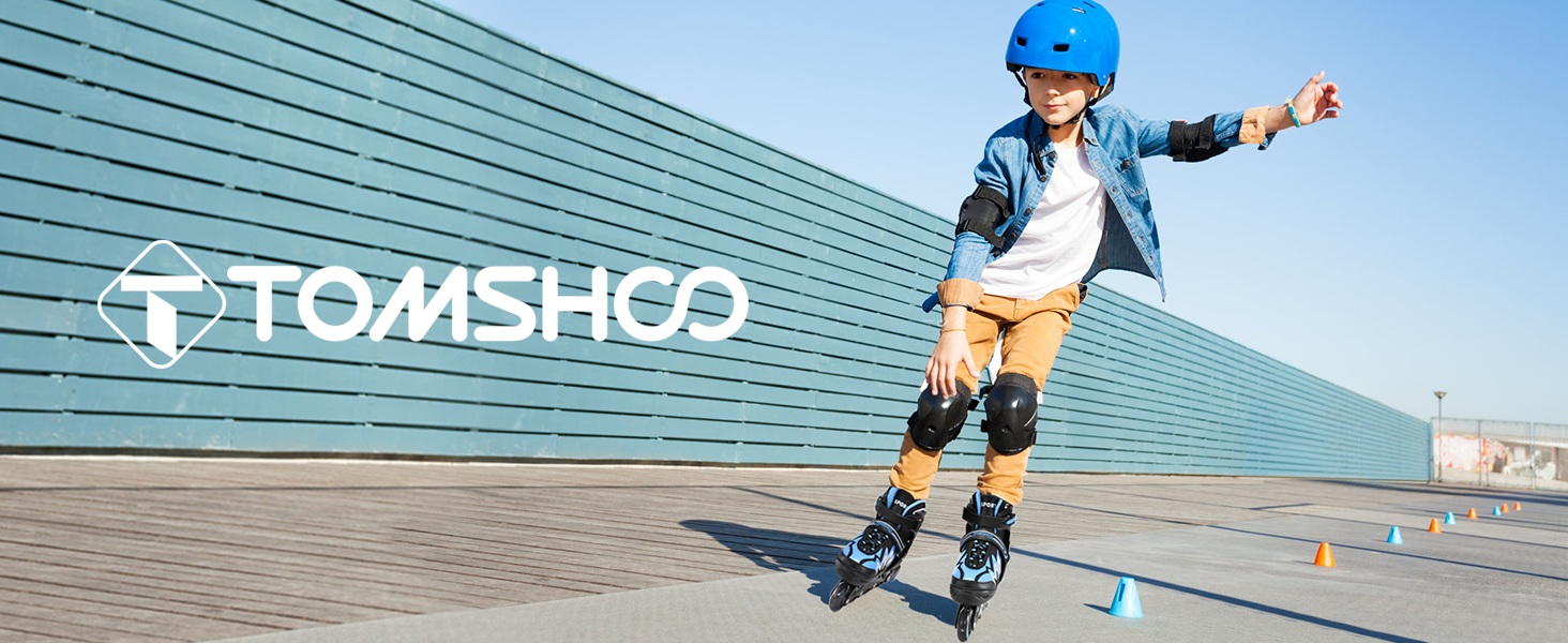 Роликові ковзани TOMSHOO Inliner з регулюванням розміру, LED-колесами, для дітей та дорослих (синій, L (37-39 EU))
