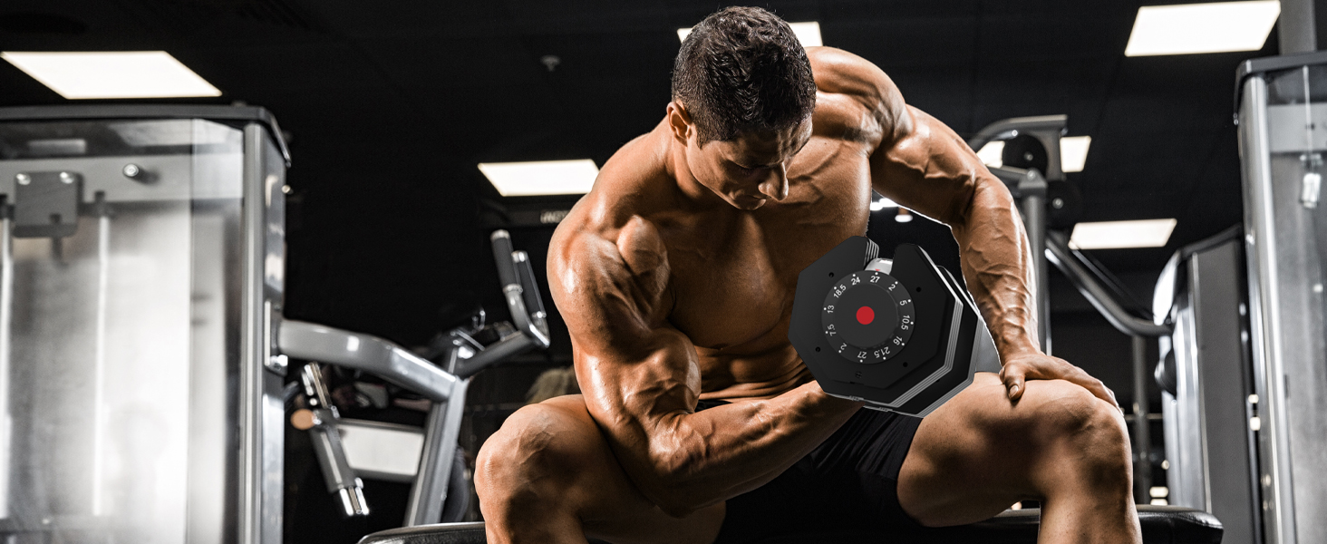 Регульовані гантелі EnterSports 12/18/27 кг з неслизькими ручками для дому, офісу, фітнес-залу. Комплект 27 кг