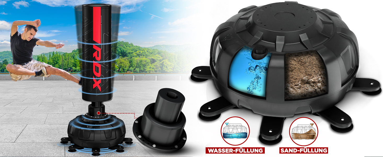 Стенд-боксерський мішок RDX 6FT (183 см) з рукавичками та чохлом, XXL, для ММА, кікбоксингу, боксу, муай-тай, чорний