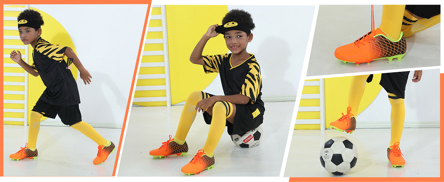 Дитячі футбольні бутси JABASIC для хлопчиків та дівчаток, оранжевого кольору, 28 EU