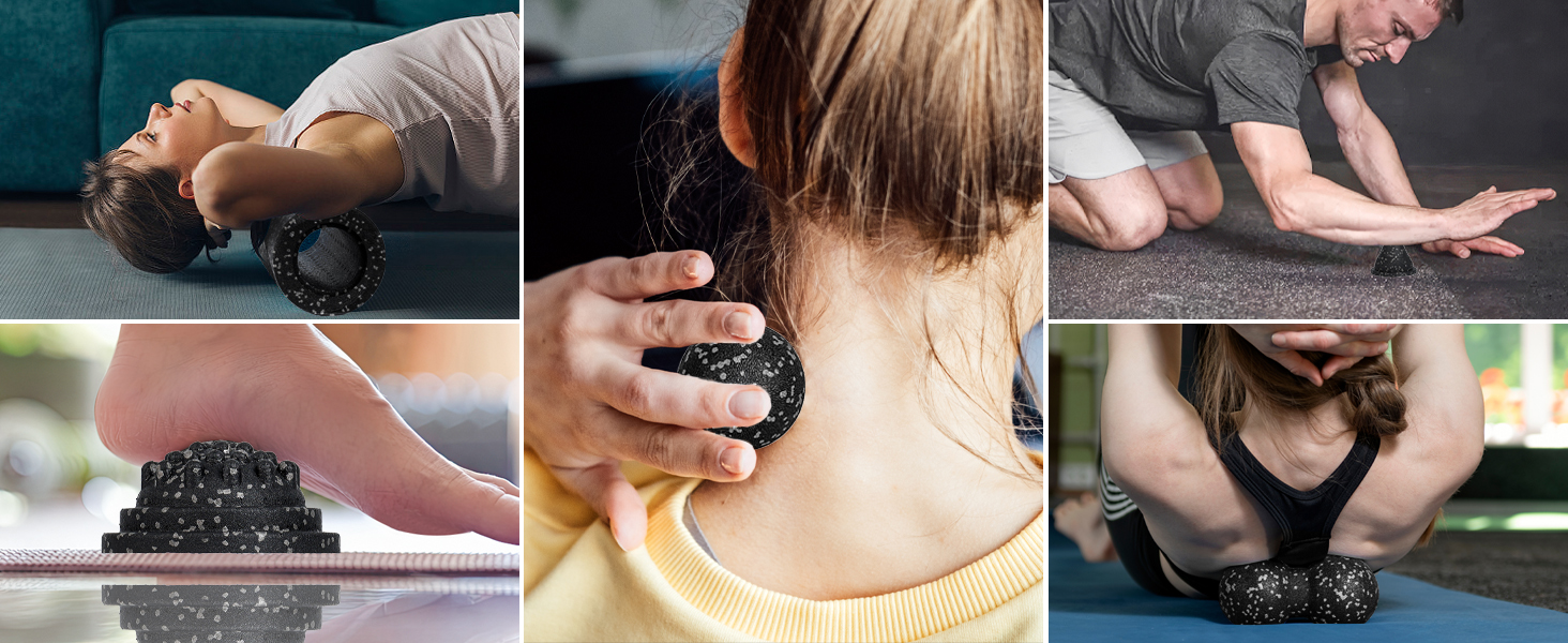 Ролик для фасції Blackroll: комплект для масажу та розслаблення м'язів (з м'ячиком)