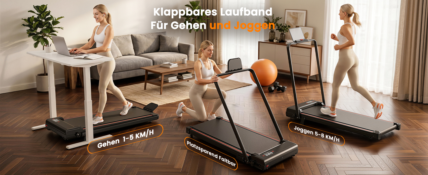 Складана бігова доріжка Dskeuzeew Walking Pad з регулюванням нахилу для дому, чорно-червона