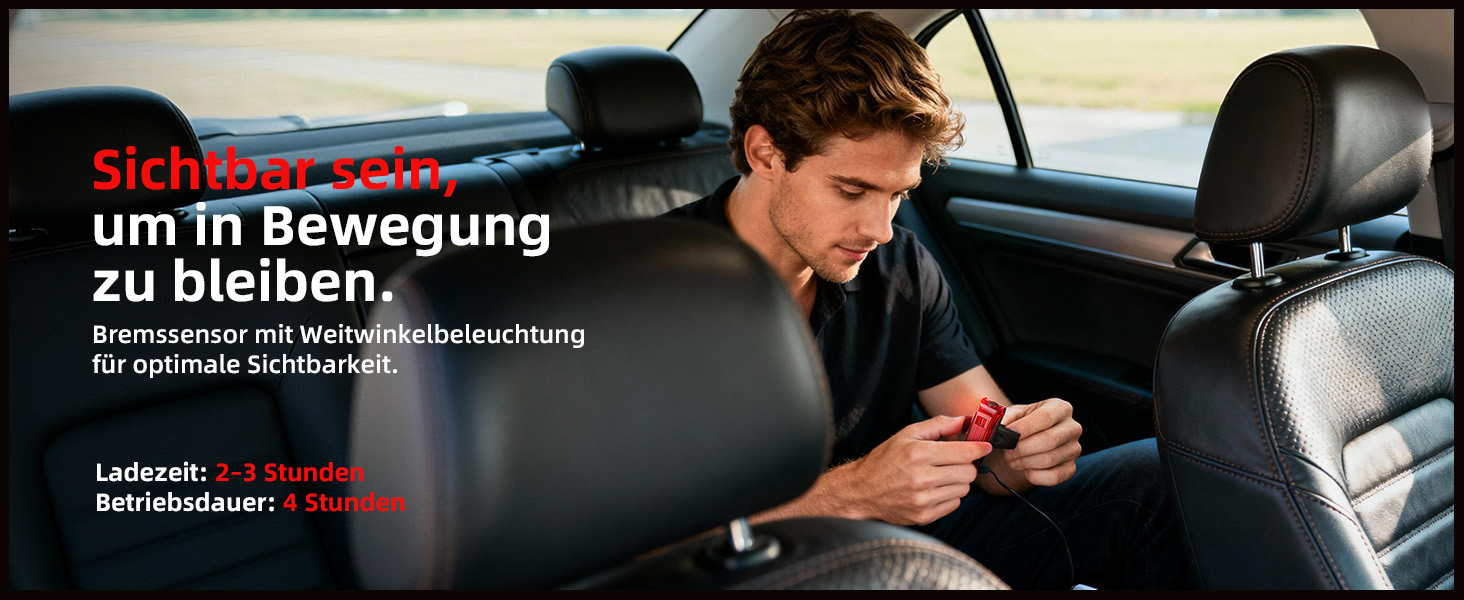 Набір переднього та заднього велоліхтаря з LED, StVZO, USB-C, водонепроникний, 100Lux + гальмівний індикатор, з батареєю