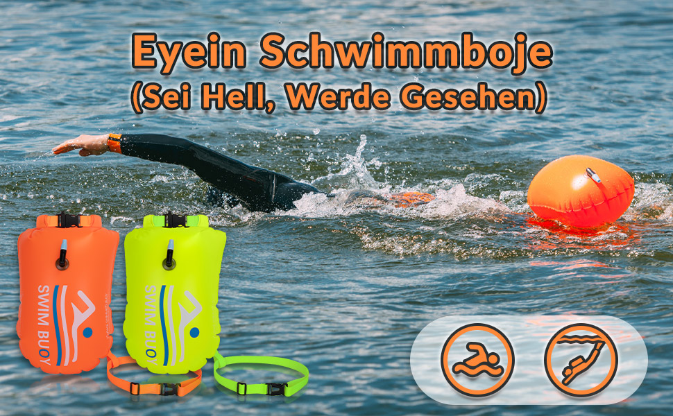 Герметична сумка-буй для плавання Eyein 20L, водонепроникний Dry Bag з ременем для триатлону, каякінгу та снорклінгу, жовтий
