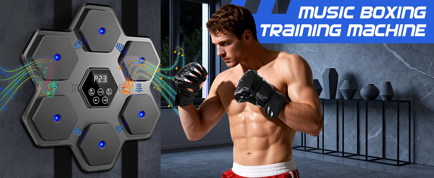 Боксерський тренажер з Bluetooth та LED-дисплеєм для дому, офісу, спортзалу - Musikboxmaschine Silver-Black