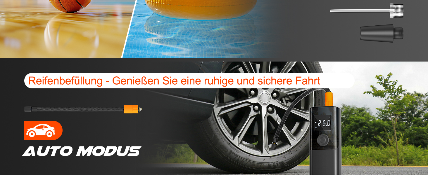 Електричний компресор для велосипедів EasyPump 12V: 150PSI, USB-C, LCD, LED, Powerbank, для всіх типів вентилів