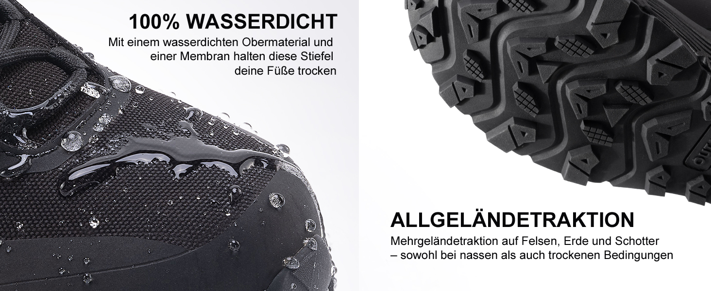 Черевики для хайкінгу OUTJET, чоловічі, водонепроникні, легкі, чорні, 42 EU