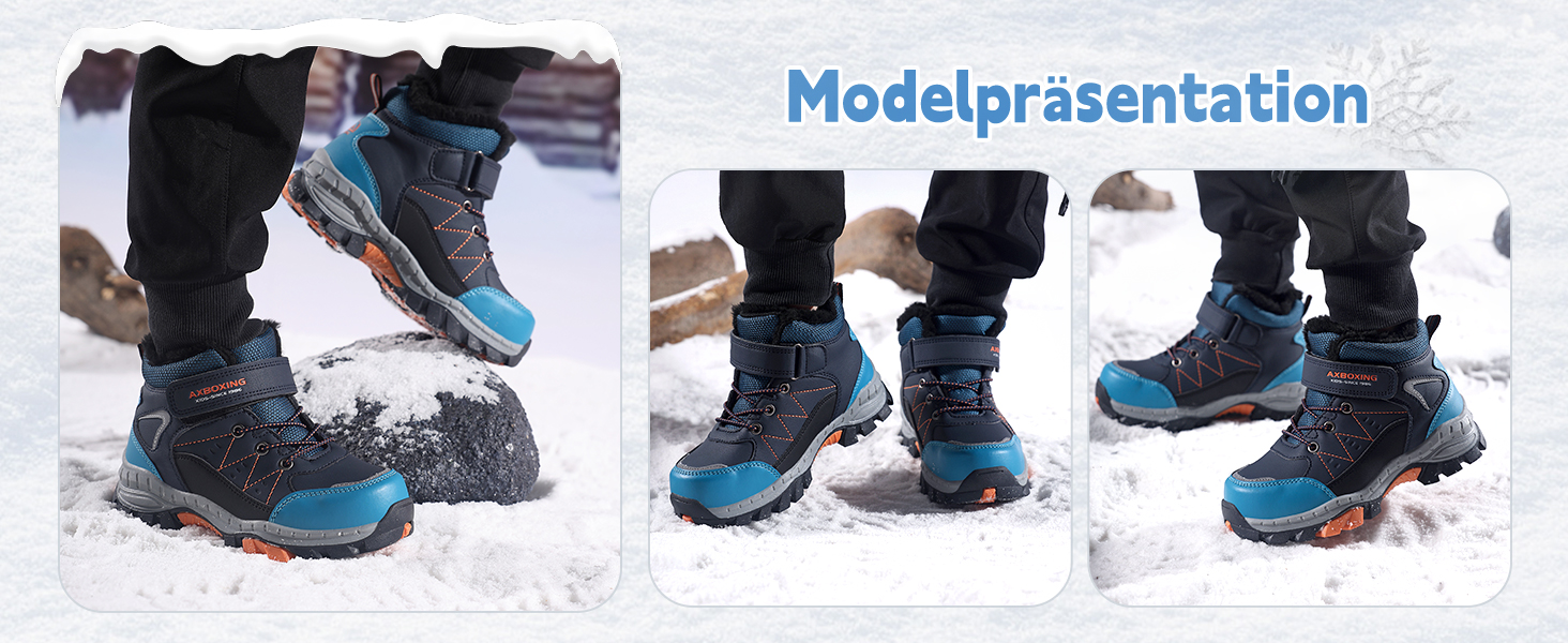 Зимові черевики для дітей TARELO - непромокаючі зимові черевики Mid, черевики для снігу, для хлопчиків/дівчаток, утеплені туристичні черевики, 32-39 (Сапфіровий, 36 EU)