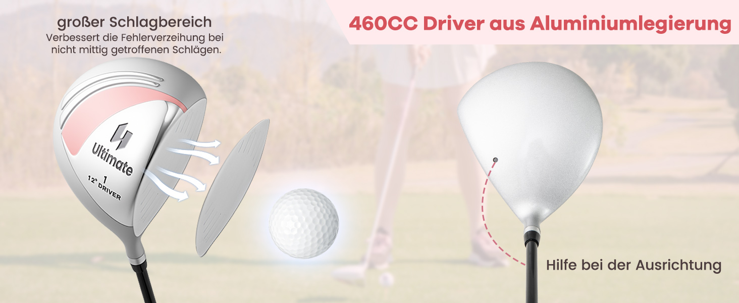 Комплект жіночих гольф-клуів COSTWAY, 9-ти частинний, для правшів з чохлом від дощу, включає драйвер, фейрвей, гібрид, залізи та паттер (чорний)