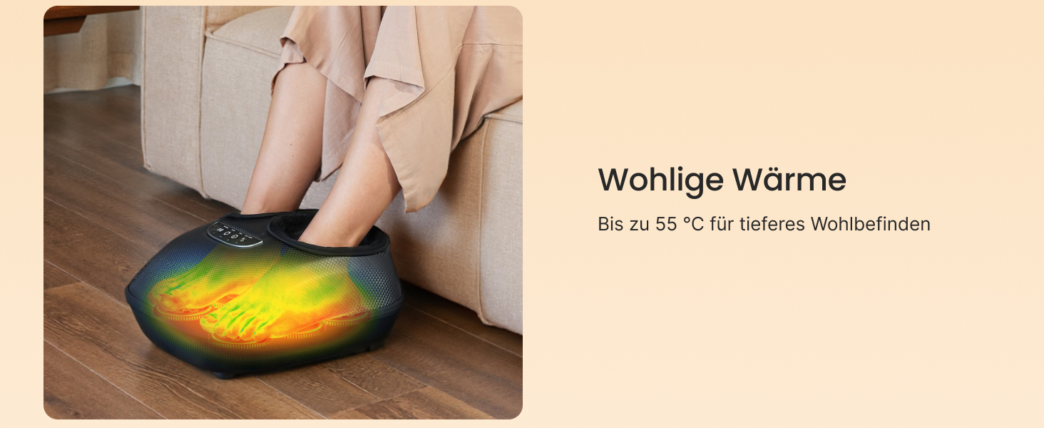 Масажер для ніг RENPHO з підігрівом, 3 режими та рівні компресії повітрям, Shiatsu масаж для всієї стопи при п'ятковому фасціїті, PU-шкіра, подарунок на Різдво для жінок та чоловіків, розмір до 47, чорний