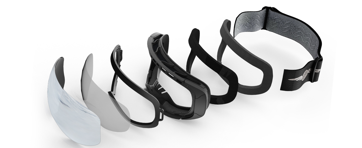 Снігові окуляри без рами для дорослих, широке поле зору, лінзи UV400 Anti-Fog, сноуборд окуляри для чоловіків та жінок, срібні