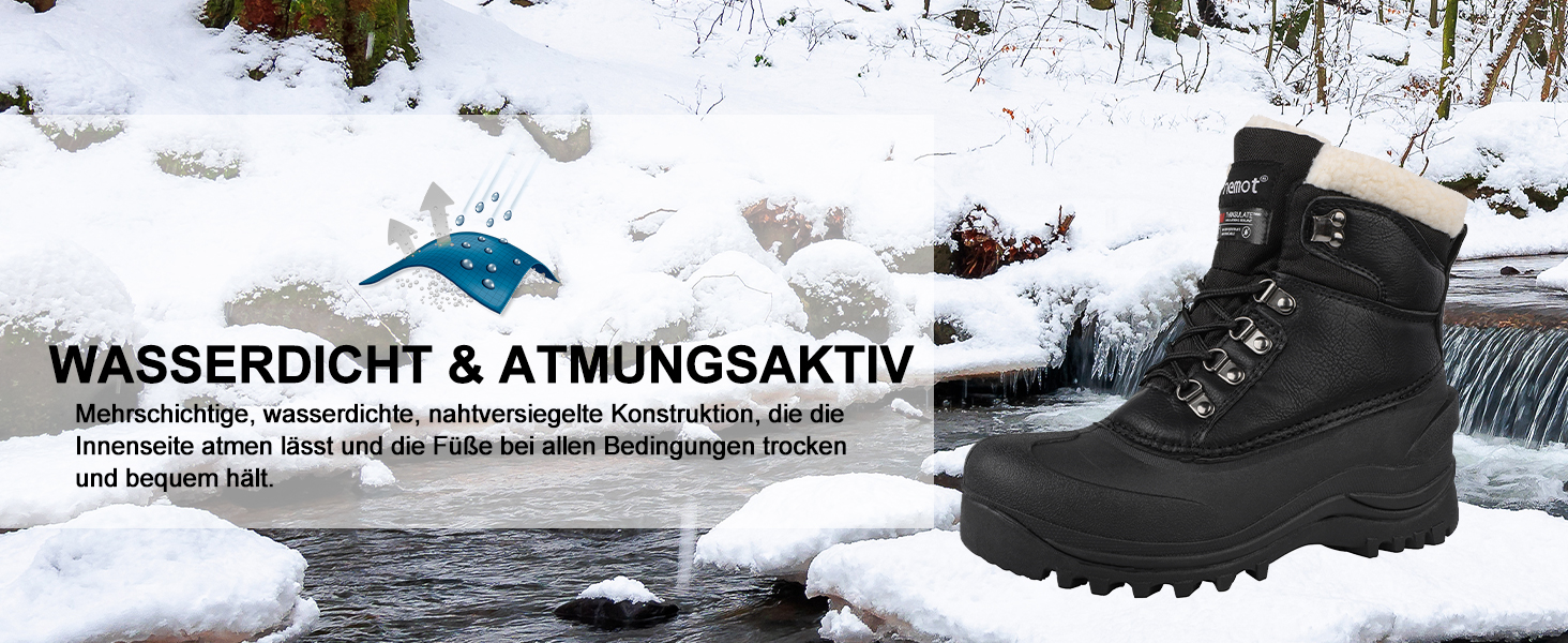 Водонепроникні зимові черевики Riemot для жінок та чоловіків: теплі, з підкладкою, антиковзаючі, для походів, трекінгу, роботи та катання на лижах. Розміри EU36-47, чорний колір.