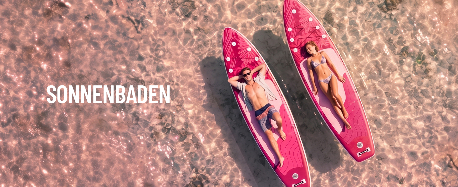 SUP дошка Solavero надувна з комплектом, 323x83x15 см, до 200 кг, рожевий джунглі - для початківців та сімей