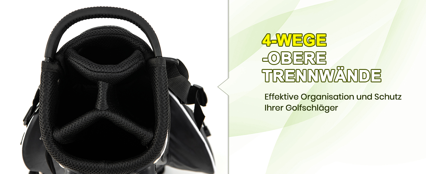 Сумка для гольфу GYMAX, стабільна сумка для ключок з ручками та стійкою, чорна