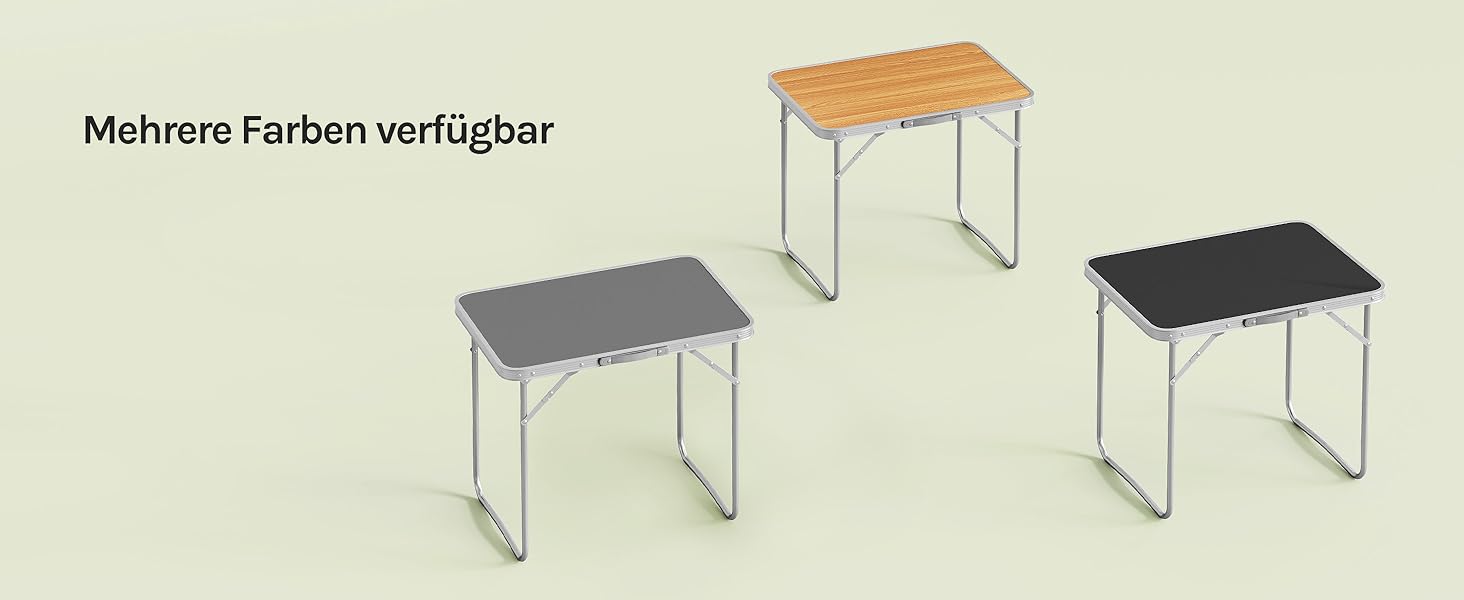 Стіл туристичний складний Woltu 70x50x60 см, алюміній та MDF, для пікніка та відпочинку на природі, чорний