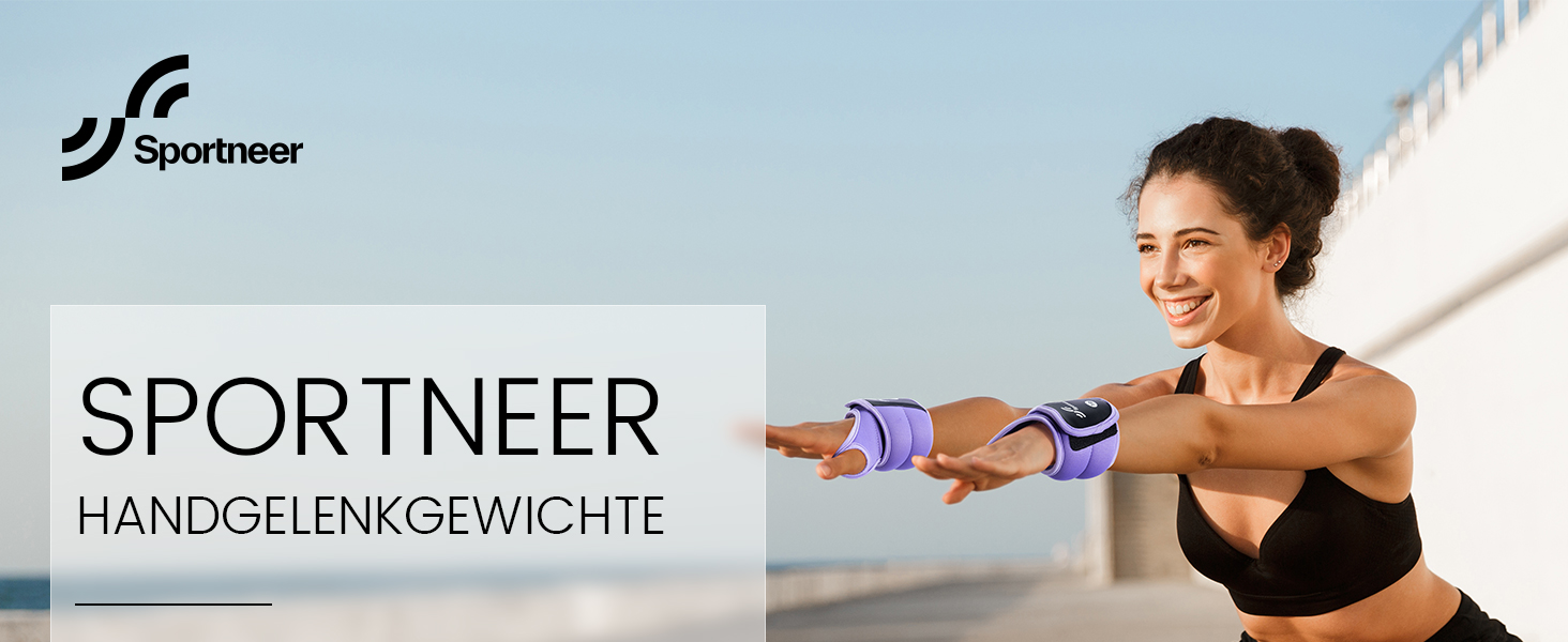 Набір манжетів для зап'ястя Sportneer (2 шт.) з петлями для великого пальця. Фітнес-ваги для рук, зап'ясть. Підходять для тренувань, бігу, фітнесу. Колір: фіолетовий