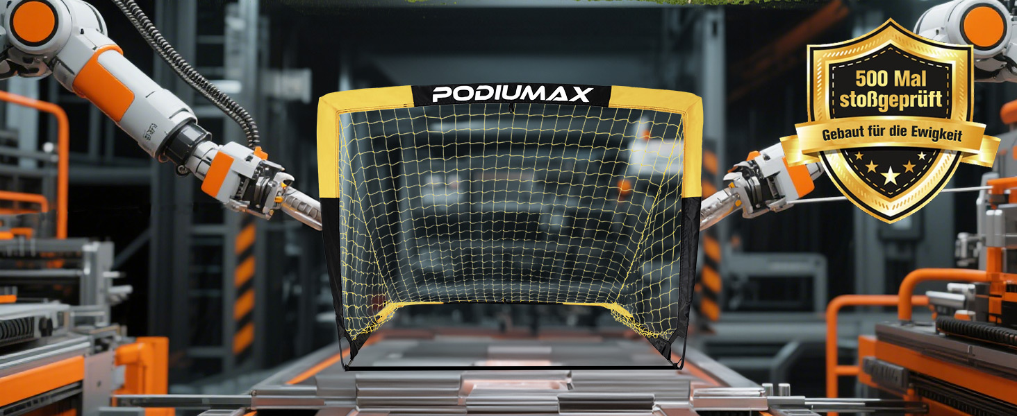 Дитячі футбольні ворота PodiuMax 2-в-1 з сумкою для перенесення, 130x90x90 см, жовті