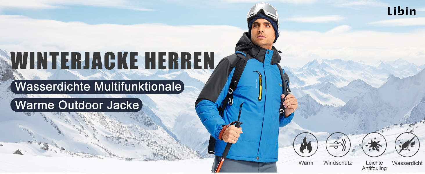 Зимова куртка Libin для чоловіків: тепла, водонепроникна, дихаюча, для катання на сноуборді та туризму. Чорний колір, розмір L