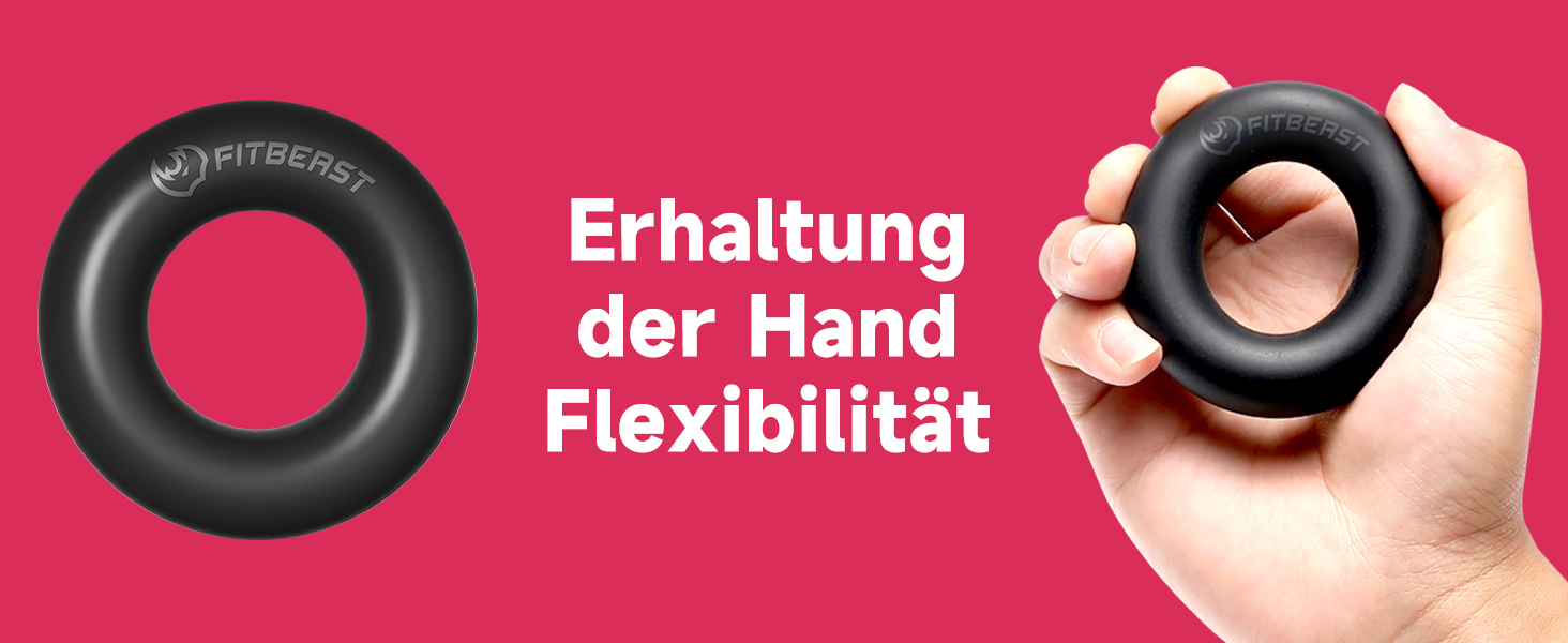 FitBeast Тренажер для рук та пальців, набір 5 шт. - регульований тренажер, тренажер для пальців, підтримка зап'ястя, кільце для тренувань та зняття стресу, чорний