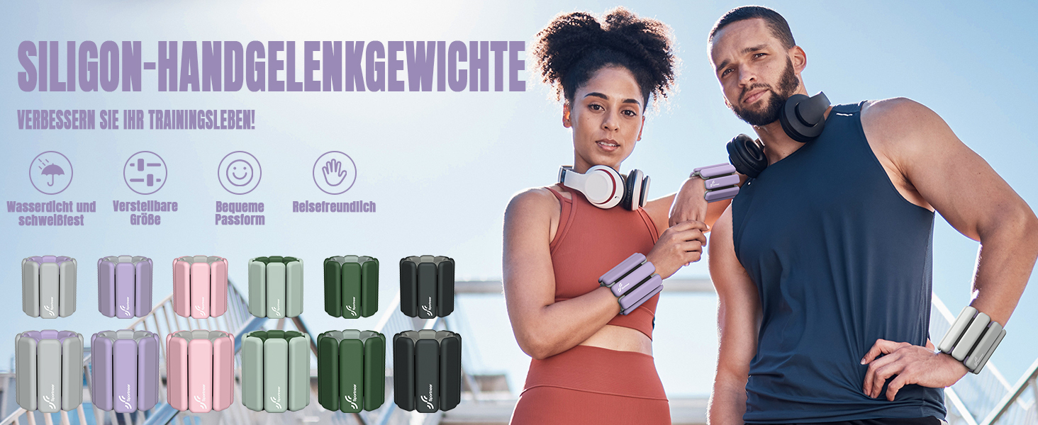 Набір манжет для ніг Sportneer 2 шт. (0,5 кг та 1 кг) для йоги, танців, аеробіки, фітнесу, ліловий