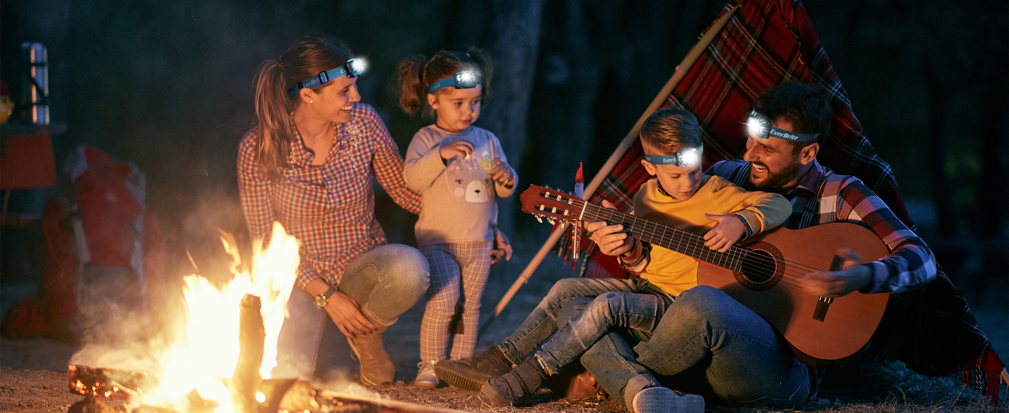 LED налобний ліхтар EverBrite 2 шт. з червоним та зеленим світлом, 5 режимів, для кемпінгу та відпочинку на природі, подарунок на Новий рік [з 6 AAA батарейками] (Синій)