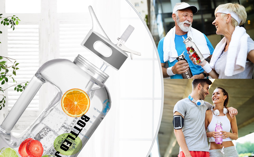 Пляшка для води Acxilexy 3.5 л з трубочкою, BPA-free, спортивна, з часовими мітками, герметична, пластикова, для фітнесу, офісу, дому, біла