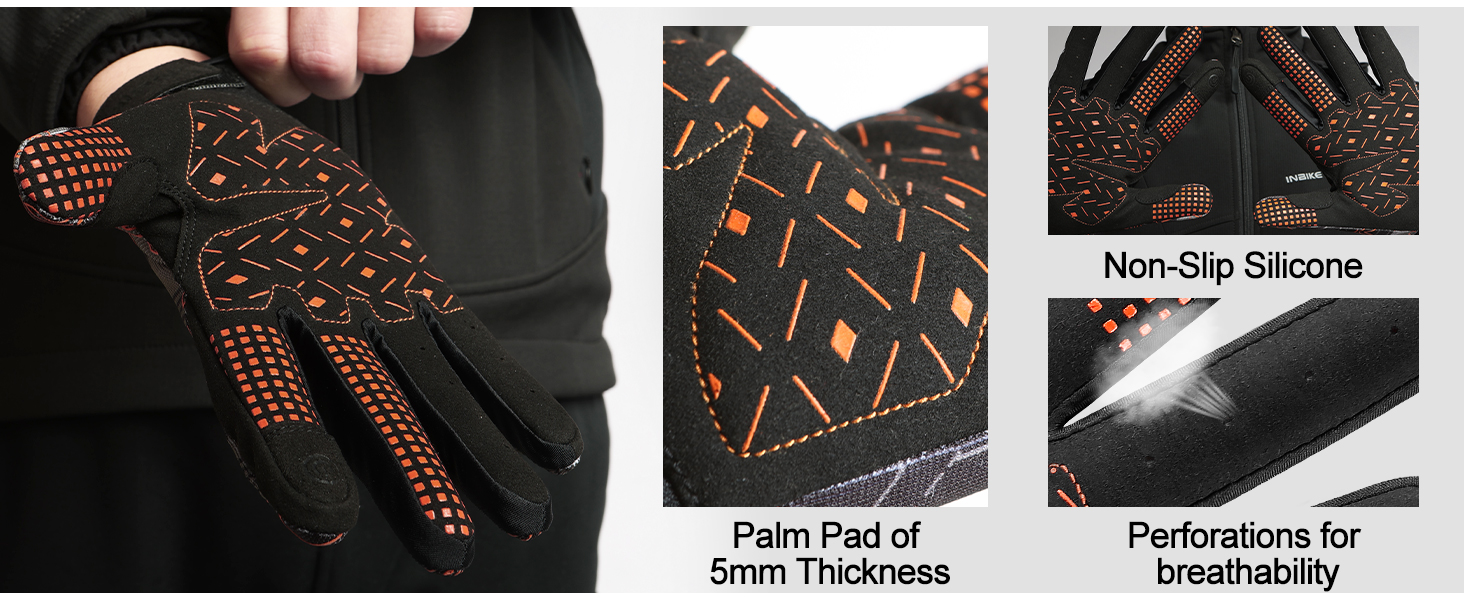 Велосипедні рукавички INBIKE для чоловіків, бігові рукавички, ударостійкі, еластичні, світловідбиваючі, дихаючі, помаранчеві, XXL