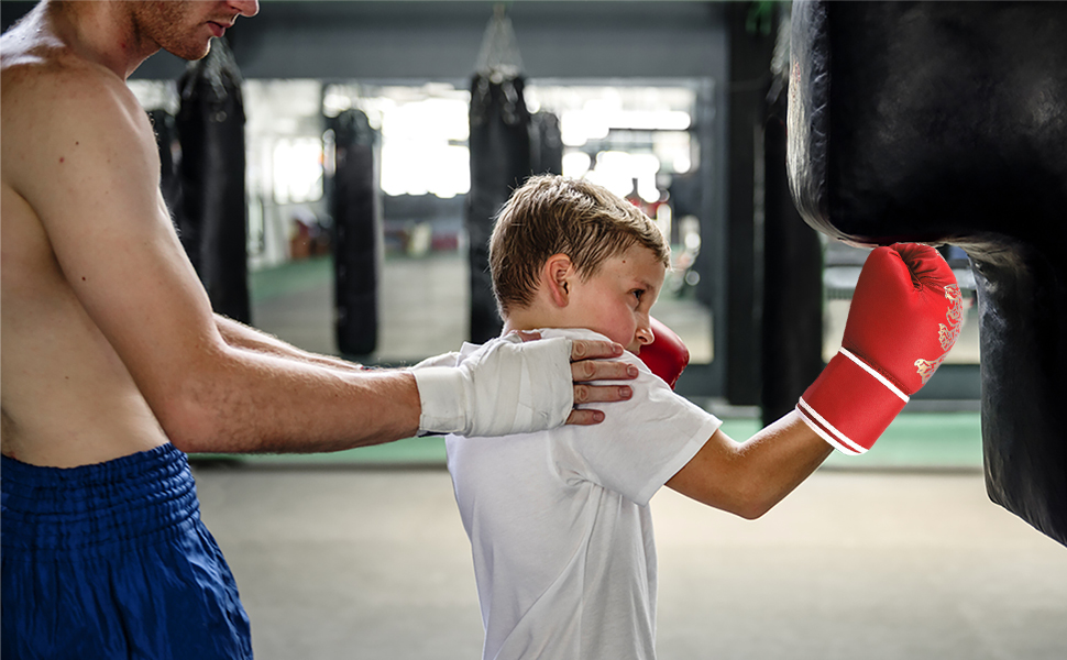 Дитячі боксерські рукавички для тренувань та спарингу, 6 oz, червоні