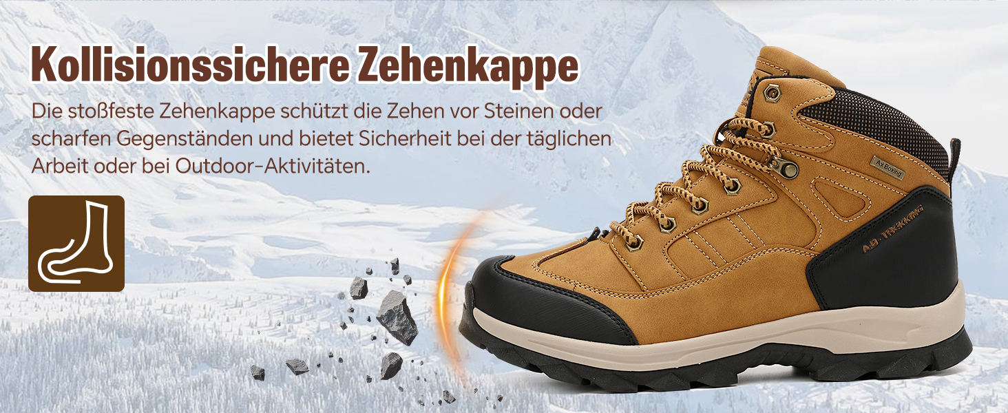 Чоловічі зимові черевики AX BOXING: утеплені, трекінгові, для хайкінгу, жовті, 41-46 EU