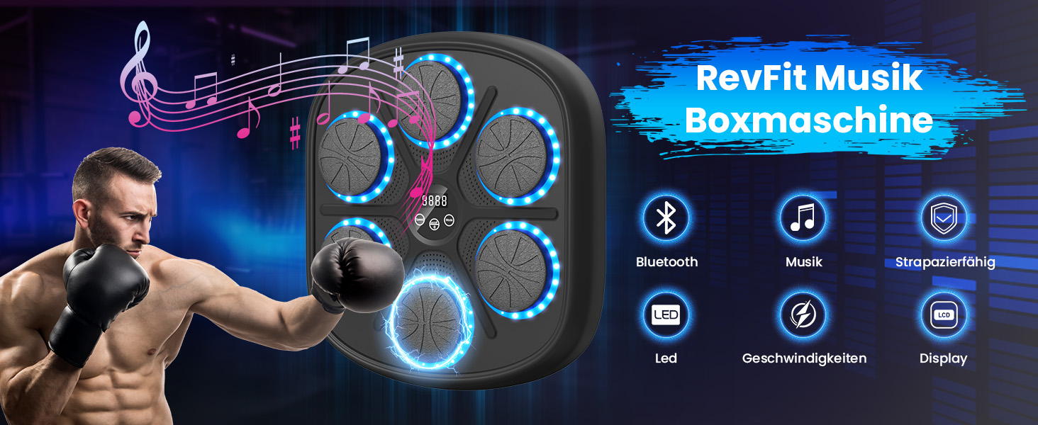 Музична боксерська машина з LED-підсвіткою, Bluetooth, 9 режимів швидкості та підрахунком ударів, електронний тренажер для дітей і дорослих, музичний бокс для дому та спортзалу