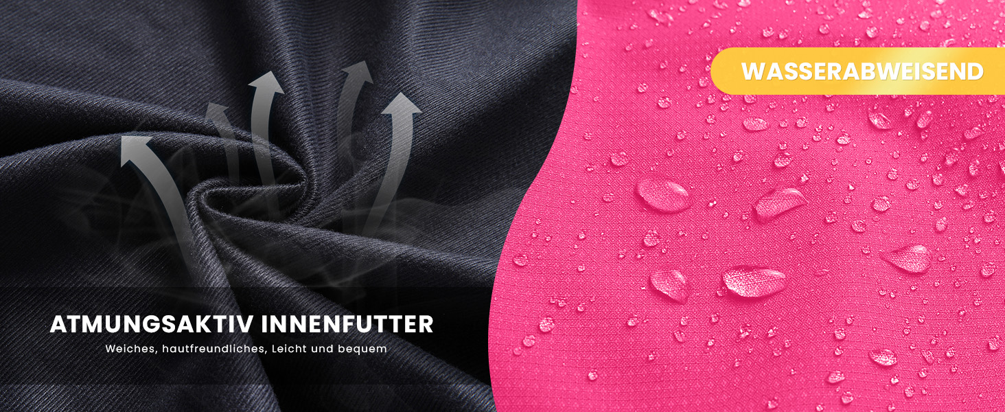 Жіноча трекінгова куртка Outdoor Легка перехідна куртка Вітронепроникна куртка Водонепроникна куртка-дощовик Дихаюча функціональна куртка з відстібаною капюшоном, Рожево-червоний колір, Розмір L