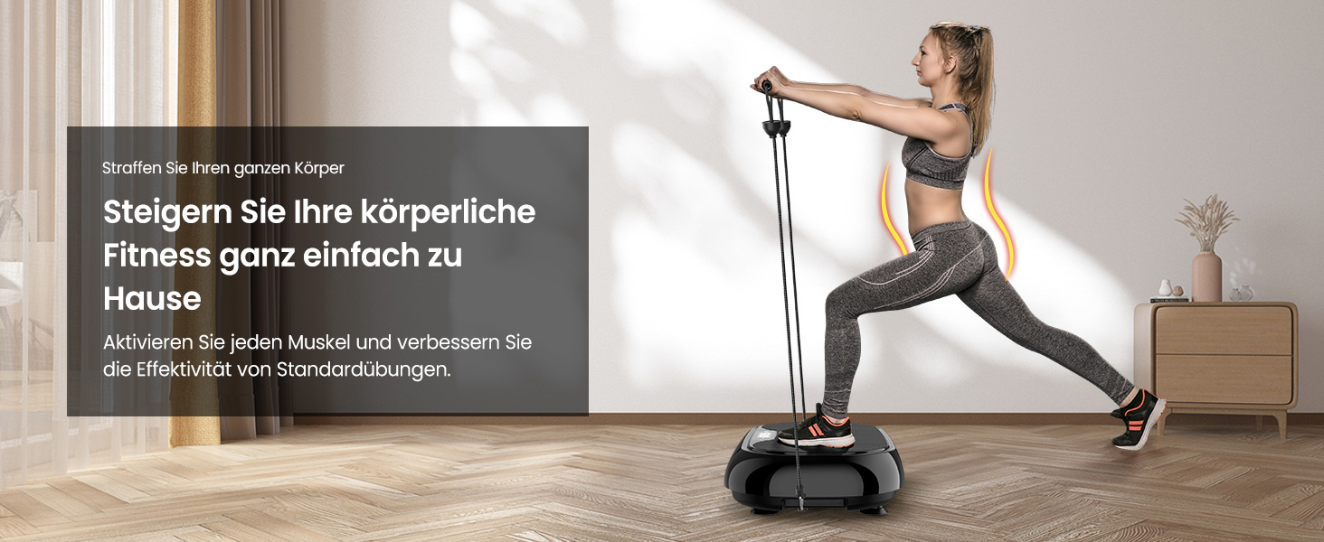 Вібраційна платформа для дому Sport з 9 режимами, 120 інтенсивностей, 4 еластичними гумками, до 150 кг, Bluetooth, пульт ДУ - для домашніх тренувань