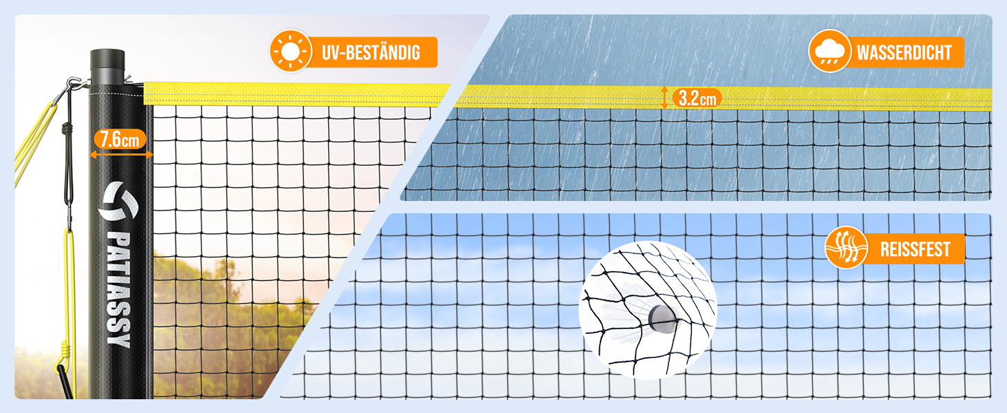 Мобільний волейбольний сет для бадмінтону, регульований, 4 ширини, з сумкою, для залу та вулиці