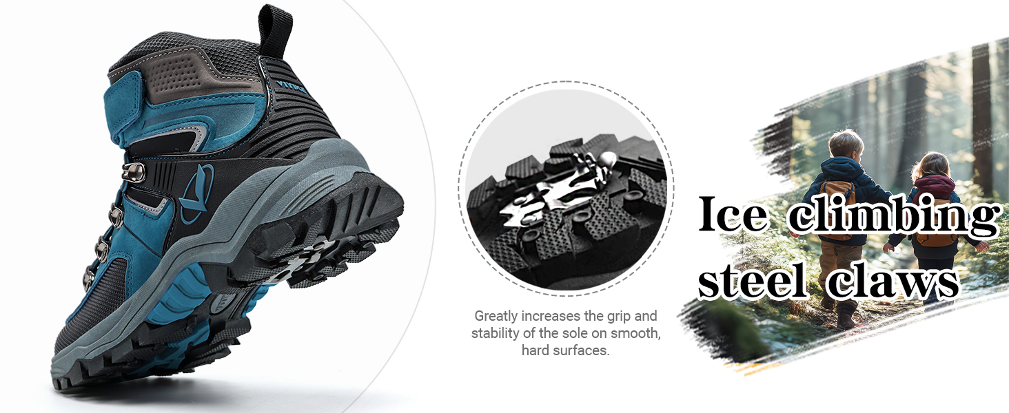 Зимові черевики VITIKE для дітей (хлопчики та дівчатка), тепле хутро, черевики для снігу та трекінгу, розмір 38 EU, колір Павлиній синій