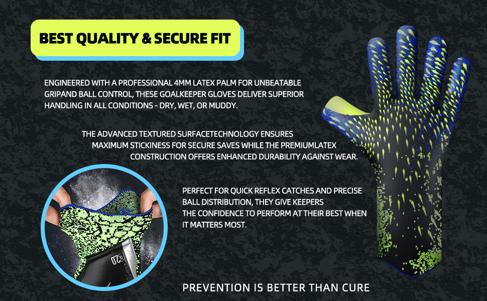 Футбольні воротарські рукавички Torwarthandschuhe: гарне зчеплення, розміри 6-10, для дітей, підлітків та дорослих, зелені