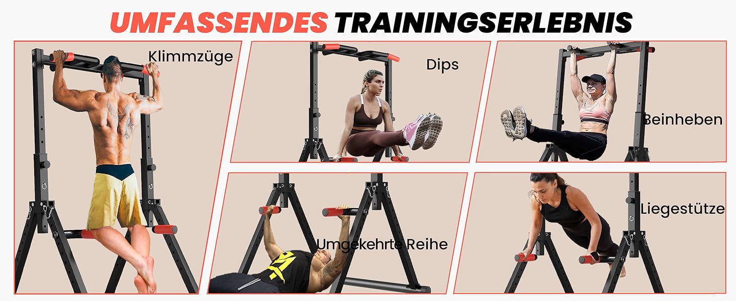 Стійка для віджимань та підтягувань DOBESTS Faltbar Power Tower - багатофункціональний тренажер для дому, чорний