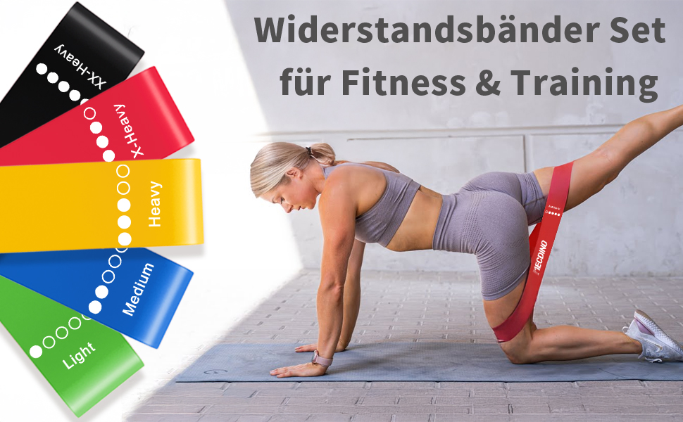 Набір фітнес-гумок 5 шт., гумки для фітнесу з 5 рівнями опору, гумки для фітнесу, йоги, пілатесу та силових тренувань