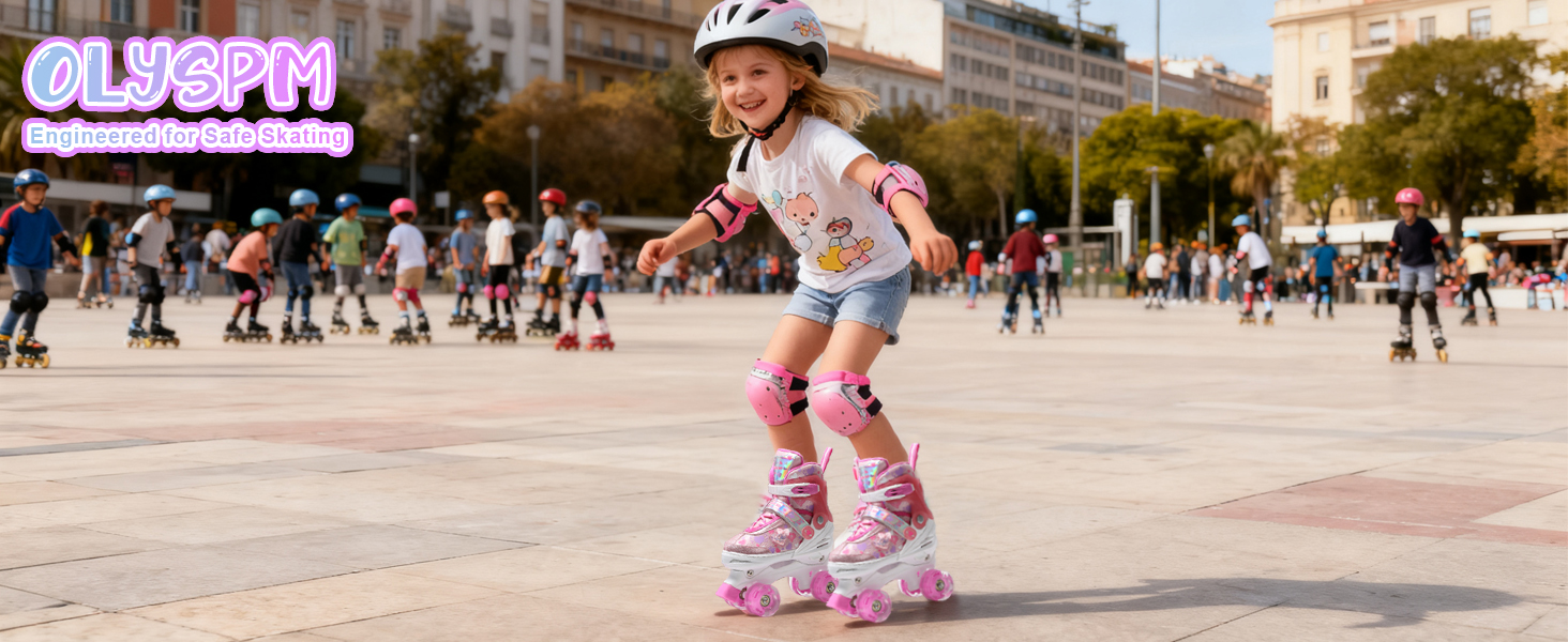 Ролики для дітей дівчаток з блискучими сердечками та світлодіодними колесами, 4-разово регульовані, ролики для початківців, ідеальний подарунок на день народження або Різдво, фіолетовий