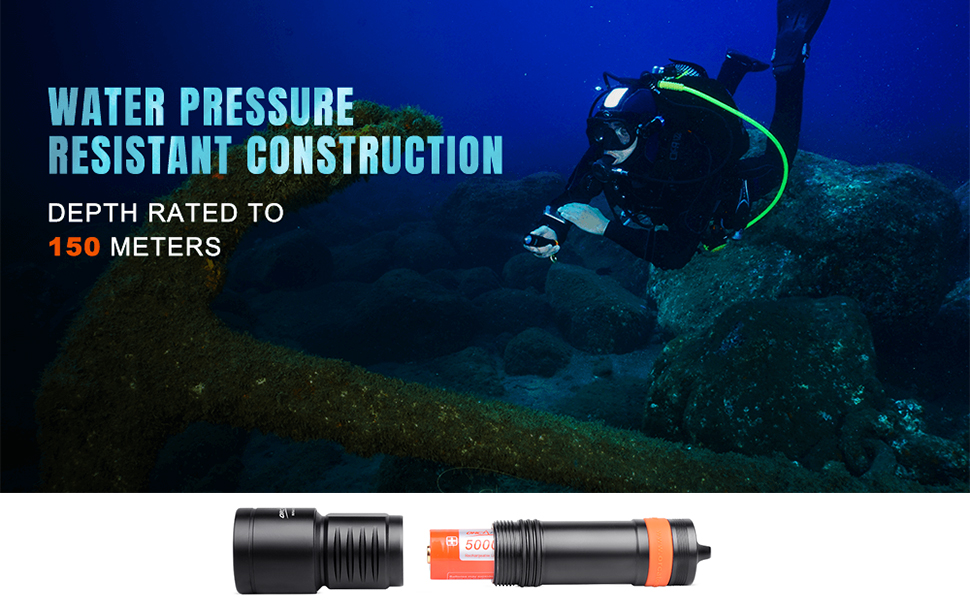 Ліхтар під водою Orcatorch D700: 1700 люмен, глибина до 150 м, акумулятор 21700