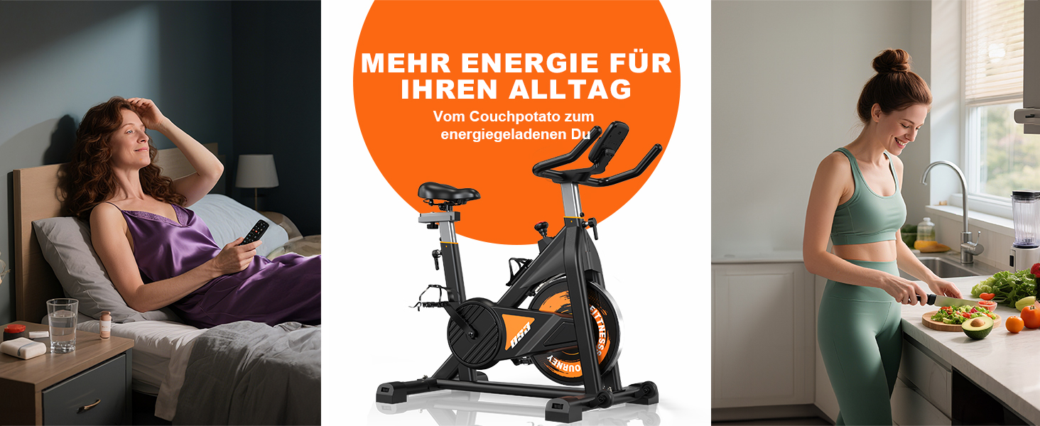 Велотренажер з Bluetooth: велотренажер з магнітним опором, фітнес-велосипед для дому з LCD-дисплеєм, вантажопідйомність 160 кг (Помаранчевий)