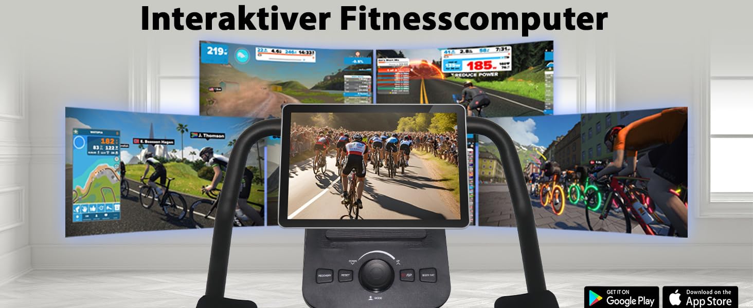 Велотренажер AsVIVA H22 Pro з Bluetooth, магнітним мотором, вимірюванням пульсу та програмами тренувань, сумісний з Kinomap App, для дому