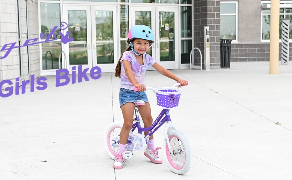 JOYSTAR Fairy - дитяче велосипед 16 дюймів для дівчаток 5-7 років, з стабілізатором та кошиком, ліловий