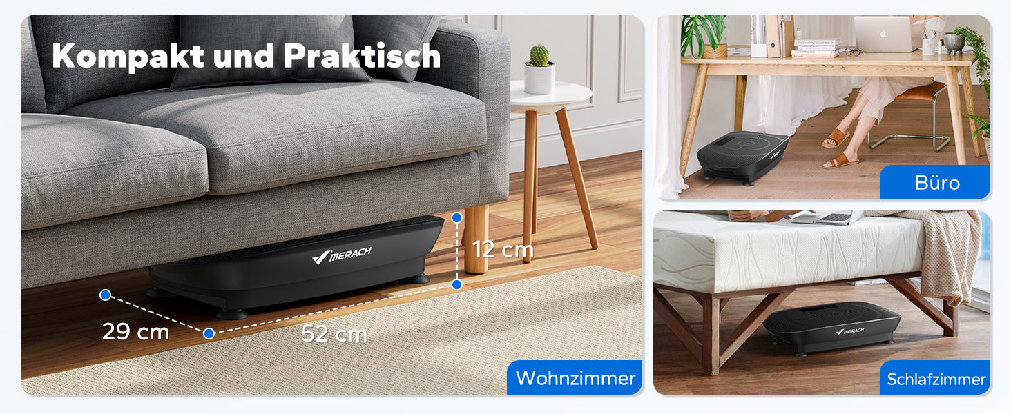 Вібраційна платформа MERACH для формування тіла та релаксації. Тиха, компактна, з LED-дисплеєм, пульт дистанційного керування та зручним силіконовим покриттям. Чорний колір