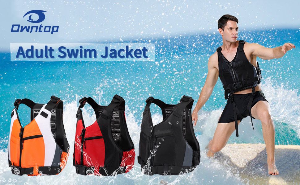 Надувна жилет для плавання Owntop 50N з кишенями, унісекс, рожевий (M-L)