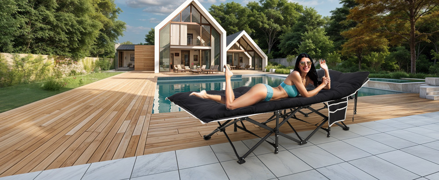 Ліжко-розкладачка Warmiehomy XXL з матрацом для дорослих, гостьове ліжко, широке, міцне, для кемпінгу, відпочинку, офісу, саду, сіре, з матрацом